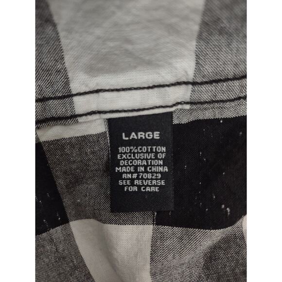 Carbon Classic Fit Long Sleeve Black White Bold Plaid Shirt Mens Size L *READ - Picture 8 of 9